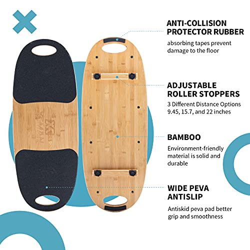 Balance Board Surf Trainer with Adjustable Stoppers for Snowboarding Skiing Yoga