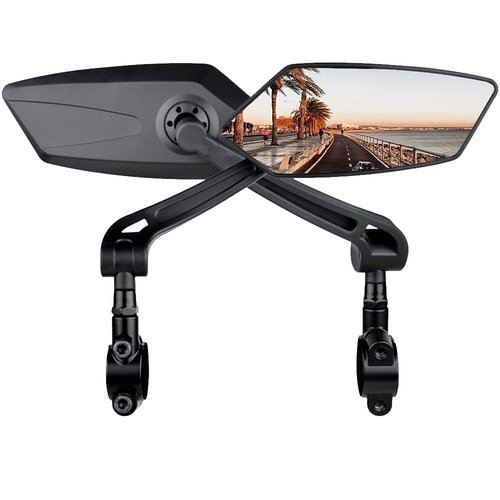 1 Pair Handlebar Bike Mirror, 360° Rotatable Scratch Resistant Glass Lens High Definition Ebike Rear View Mirrors with Mount Accessories for Mountain Bike Road Bike E-Bike