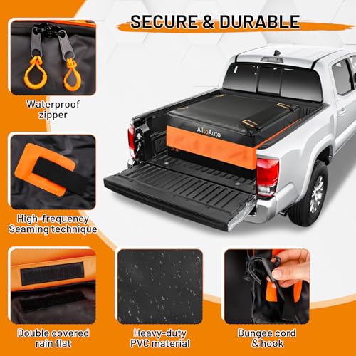 AlltoAuto 26 CuFt Waterproof Truck Bed Cargo Bag Orange/Black Heavy Duty PVC