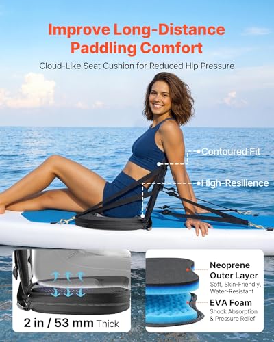 VEVOR 2 Pack Kayak Seat with Adjustable Back Support & Waterproof Storage Bag - Thickened Paddle Board & Canoe Seat