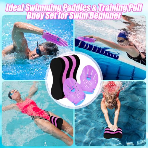 3-Piece Swim Training Set with Pull Buoy and Hand Paddles for Adults