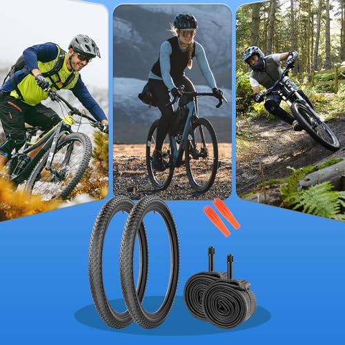 24x2.4 Inch MTB Bike Tire & Inner Tubes - Small Knobby Tread, 2 Pack - Compatible with Mountain Bikes, BMX, E-Bikes - Variation: 24x2.4 / 2 Tires+2 Tubes