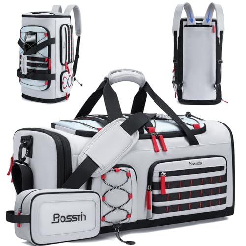Expandable Gym Duffle Bag for Men & Women 45L-50L Grey Sports Bag