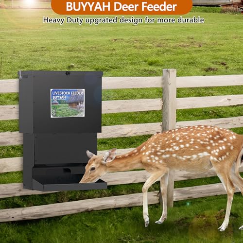 50lb Metal Deer Feeder with Weather-Resistant Lid and Easy Installation