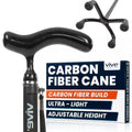 Vive Ultra-Lightweight Carbon Fiber Quad Cane with Reversible Base, Adjustable Height, Black