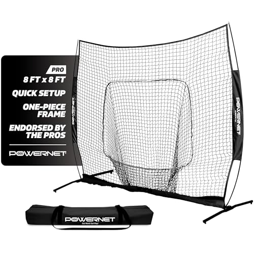 Black 8x8 FT Softball & Baseball Hitting Net - Portable Training Equipment