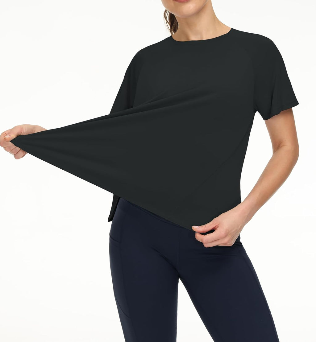 The Gym People Women's Breathable Short Sleeve Workout Shirts - Athletic Yoga Tees with Side Slits