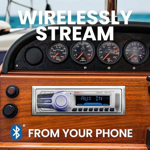 White Marine Receiver Mechless Bluetooth USB MP3 Aux-In - Weatherproof