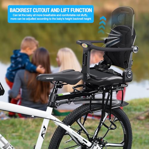 Rear Child Bike Seat Black Adjustable Backrest Toddler Bike Seat for Adults