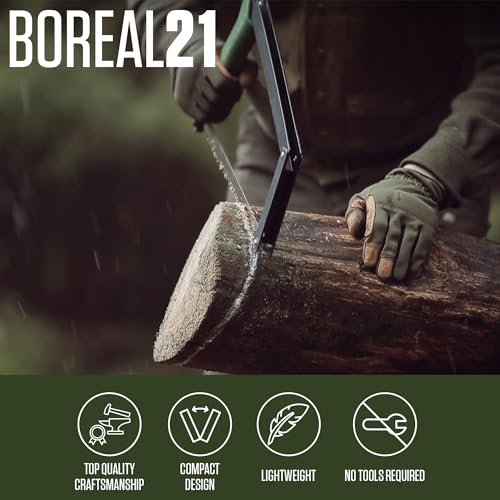 21-Inch Folding Saw with All-Purpose Blade - Green, Lightweight Camping Tool