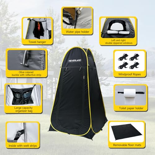 Black Pop Up Privacy Shower Tent for Camping 47x47x77 Inch