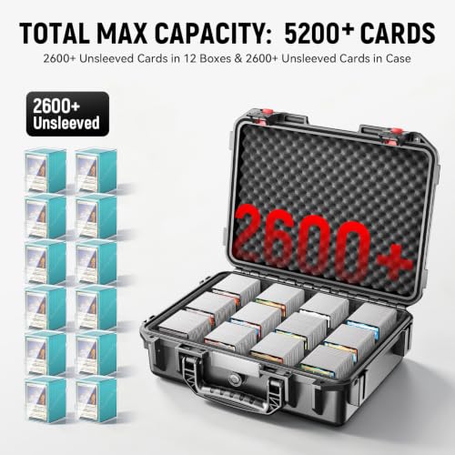 Card Storage Box Deck Case with 12 Clear Deck Boxes for MTG YuGiOh TCG Collection