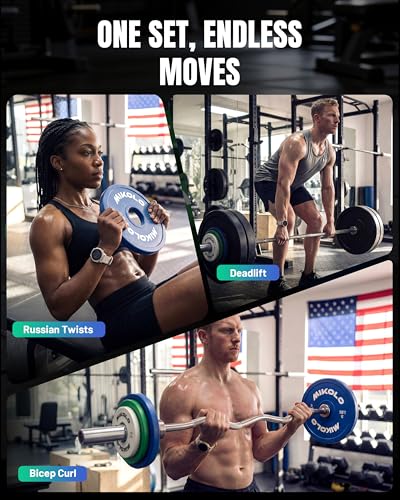 Mikolo White 17.5LB Weight Plates Set 1.25LB-10LB Bumper Plates for CrossFit
