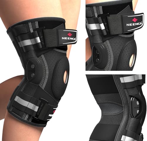 NEENCA Large Black Hinged Knee Brace for Pain Relief & Support