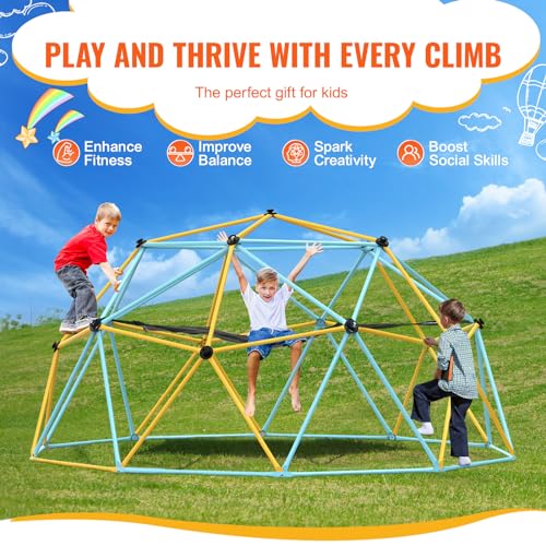 10FT Kids Climbing Dome with Swing & Cushion - Outdoor Playground Equipment