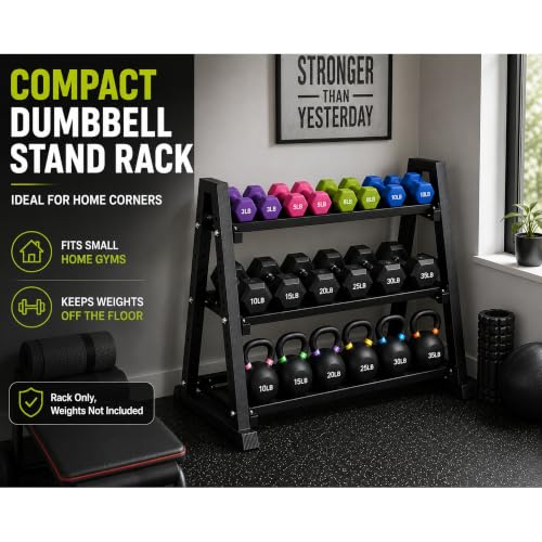 Heavy Duty 3-Tier Dumbbell Rack Stand for Home Gym Storage, 1300 lb Capacity