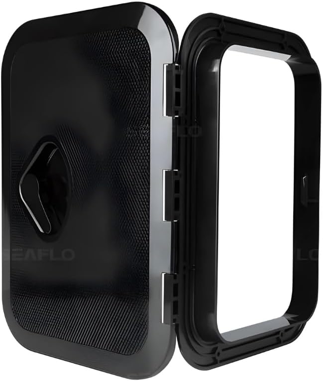 SEAFLO Marine Boat Deck Access Hatch - Rectangular, White/Black with Lock and Key