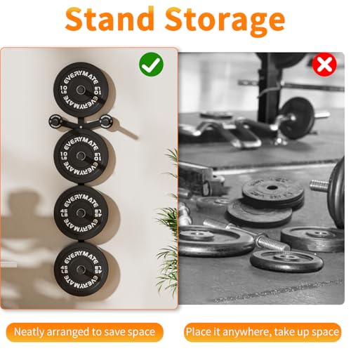 Wall Mount Weight Plate Storage Rack - 6 Pegs for 2-Inch Olympic Plates