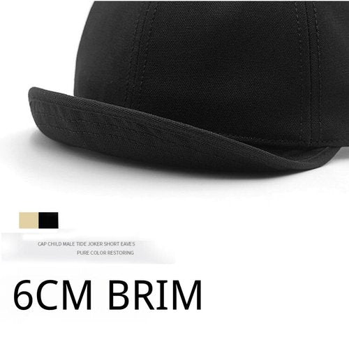 XXL Up-Turn Short Brim Baseball Cap for Men Short Bill Trucker Hat Casual Peaked Cap (US, Alpha, XX-Large, Black)