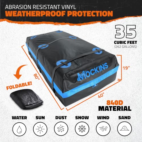 Mockins 84x39x5 Inch XL Extendable Waterproof Car Roof Rack Cargo Carrier with Bag - 35 Cu Ft