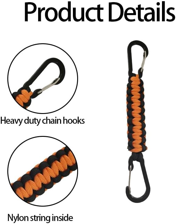 Skiennix 9 PCS Paracord Keychain Clips - Durable D Ring Lanyard Hooks for Keys & Water Bottles | Ideal for Camping & Hiking