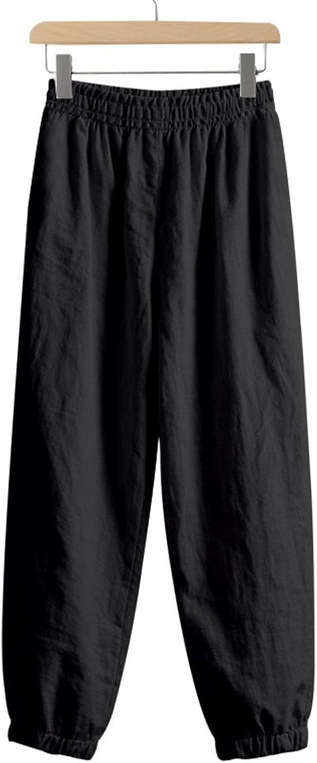 Skiennix Men's Lightweight Casual Pants - Elastic Waist & Drawstring | Summer Beach Jogging Trousers with Pockets