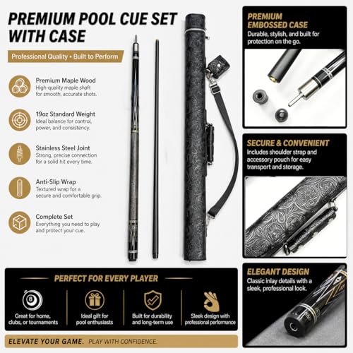 Yautja 3D Black Carved Pool Cue 58" 19oz Fiberglass Canadian Maple Case