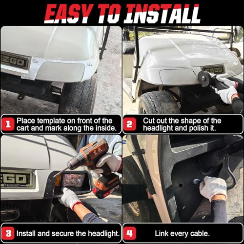 LED Headlight and Taillight Kit for EZGO Golf Cart - Bright Power-Saving Lighting