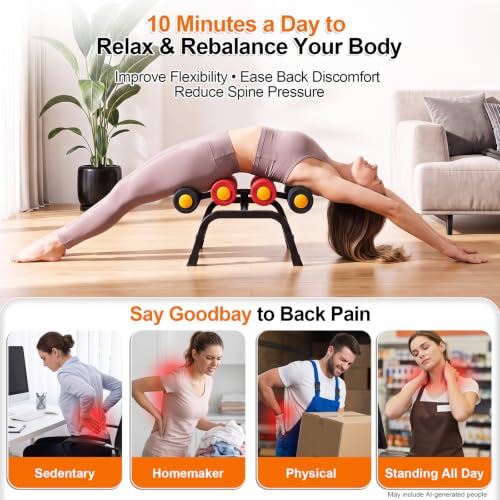 Mini Inversion Table with Rollers, Back Stretch & Support - Compact, Adjustable, Heavy-Duty