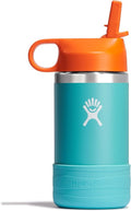 Hydro Flask Kids Water Bottle - Insulated Stainless Steel with Straw Cap - 12 Oz in Seaspray Blue