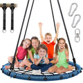 Blue 45-Inch Spider Web Saucer Tree Swing with Swivel for Kids & Adults