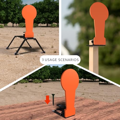 ATFLBOX 3/8" AR500 Steel Shooting Target with Auto Reset & Stand, 12.8"