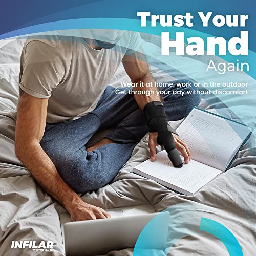 Trigger Finger Splint for Men & Women, Adjustable Full Hand and Wrist Brace - 1 PCS Graphite