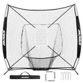 7x7 Baseball Softball Practice Net with Strike Zone Target - Black