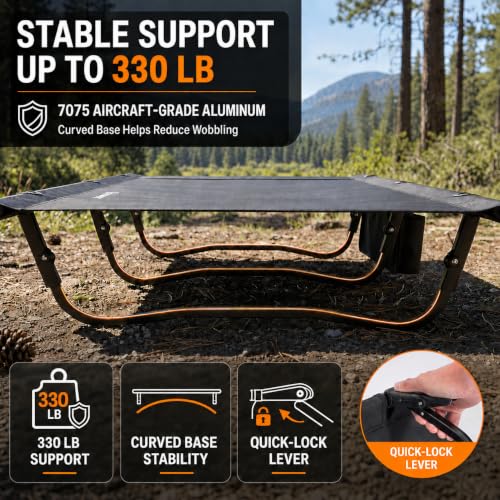Overmont Ultralight Portable Camping Cot for Adults with Pillow Pocket - 1 Height