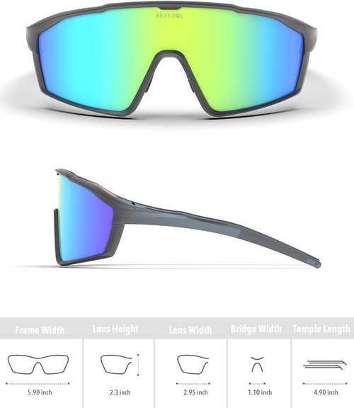 BEACOOL Polarized Sports Sunglasses - UV400 Protection | Lightweight TR90 Frame for Cycling, Fishing, Golf