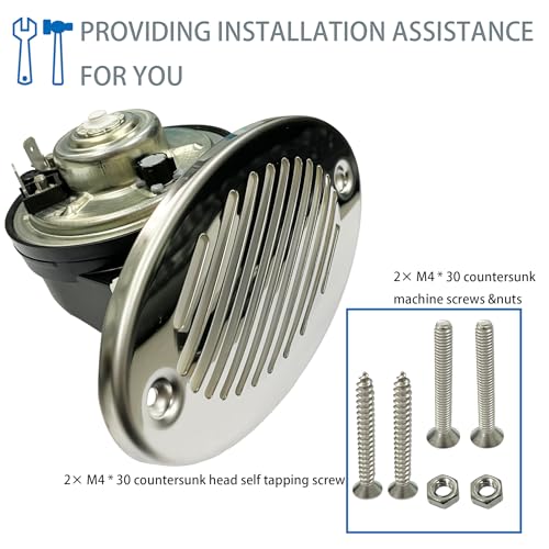 Marine Boat Horn 12V Stainless Steel Flush Mount 125dB Marine Horn with Screws
