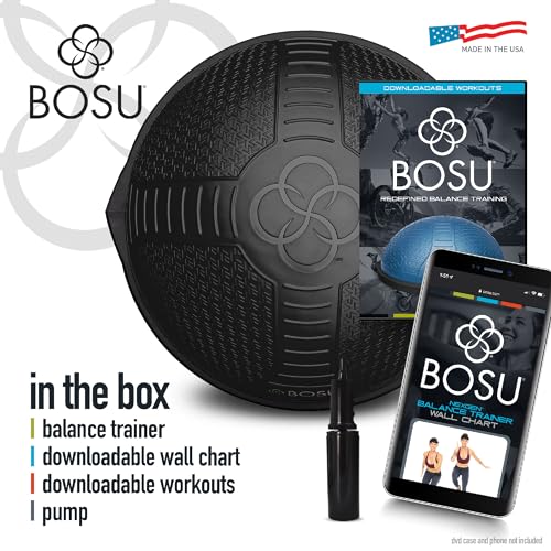 Black BOSU NexGen Balance Trainer - Half-Ball Stability Exercise Equipment, 65cm Diameter, 300lb Capacity