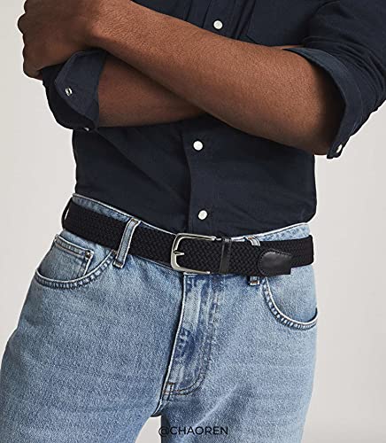 Men's Elastic Golf & Casual Stretch Belt - Black, 38-42 Inch Waist Adjustable