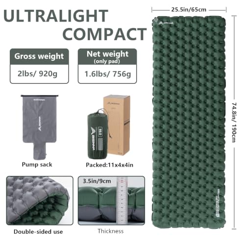 Ultralight Camping Sleeping Pad with R-Value 9 Insulation – Waterproof & Compact