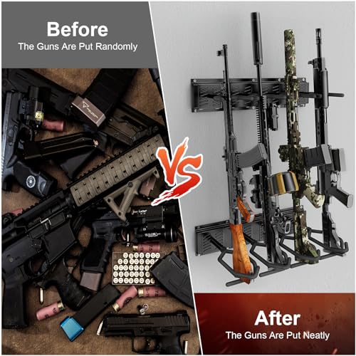 8-Slot Heavy Duty Wall Gun Rack for Rifles & Shotguns - Secure Display