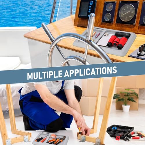Gray EVA Foam Boat Dash Pad with 2 Compartments - Marine Phone Holder & Organizer