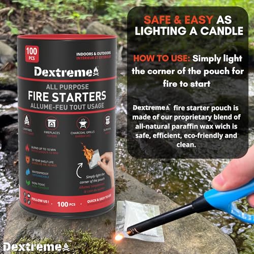 Dextreme Waterproof Fire Starter Kit - 100 Pcs Indoor & Outdoor Firelighters