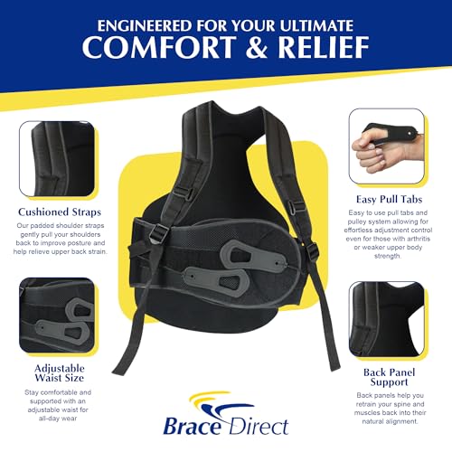 Back Brace TLSO Posture Corrector Orthopedic Support Black - Universal Fit