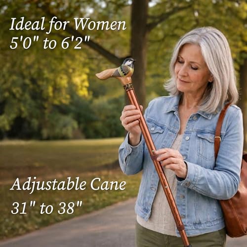 Fashionable Wooden Handle Bird Walking Cane for Women, Adjustable & Supportive