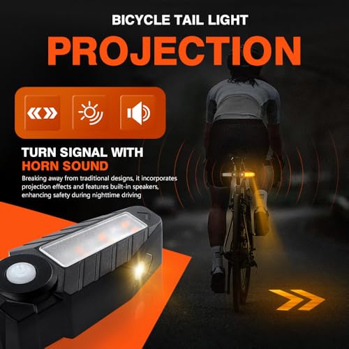 4-in-1 Bike Tail Light with Projection Turn Signals, Remote Control, Waterproof, 150 Lumen