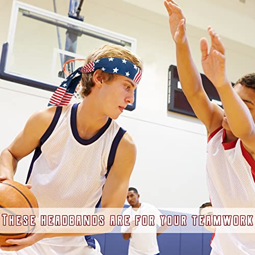 8-Pack American Flag Headbands, Adjustable Tie Sports Hair Wraps