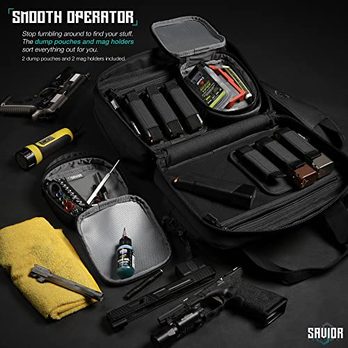 Savior Equipment Obsidian Black Tactical Double Handgun & Mag Case 13" x 9" x 8.75"
