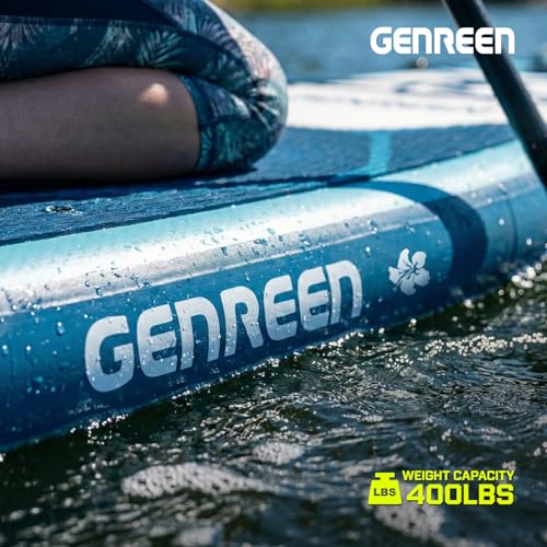GENREEN 10'6" Blue Inflatable Stand Up Paddle Board - Stable & Beginner-Friendly