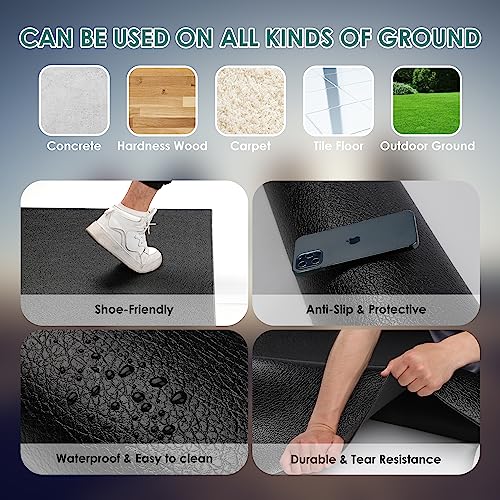 BesWin Large Exercise Mat 8' x 4' Black 6mm Non-Slip Gym Floor Mat